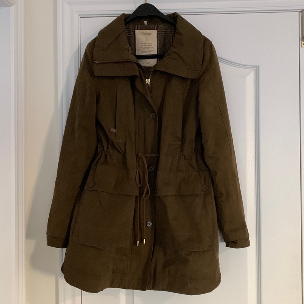 EUC olive coloured Zara coat.